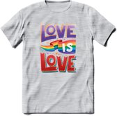 Love Is Love | Pride T-Shirt | Grappig LHBTIQ+ / LGBTQ / Gay / Homo / Lesbi Cadeau Shirt | Dames - Heren - Unisex | Tshirt Kleding Kado | - Licht Grijs - Gemaleerd - XXL