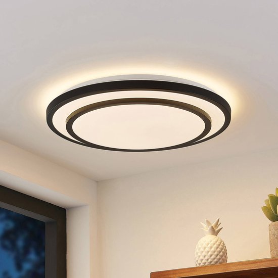 Lindby - LED plafondlamp- met dimmer - CCT  - 1licht - ijzer, kunststof - H: 7 cm - , wit - Inclusief lichtbron