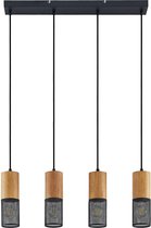 Lindby - Hanglamp - 4 lichts - ijzer, eikenhout - H: 24 cm - E27 - , hout eiken