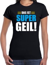 Apres ski t-shirt Das ist supergeil zwart  dames - Wintersport shirt - Foute apres ski outfit/ kleding/ verkleedkleding XXL