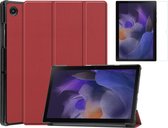 Case2go - Tablet Hoes & Screenprotector geschikt voor Samsung Galaxy Tab A8 (2022 & 2021) - 10.5 inch - Tri-Fold Book Case - Donker Rood