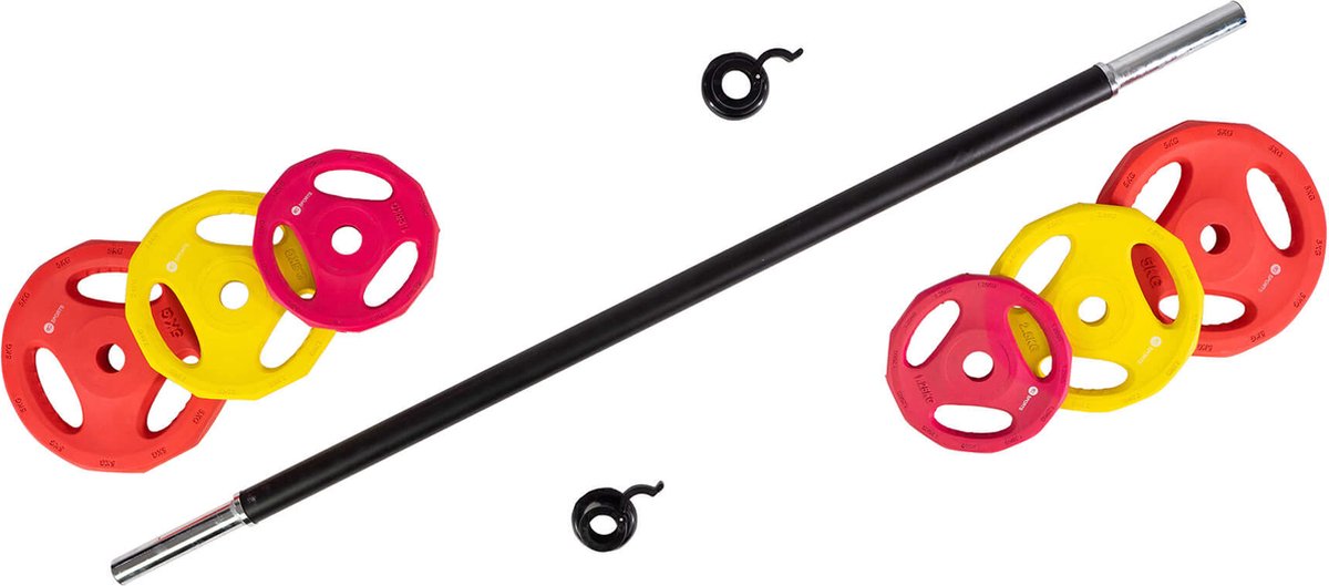 RS Sports Aerobic Pump Set - Halterset met gewichten - 150 cm stang - Totaal 20 kg - Rubber schijven thumbnail 6