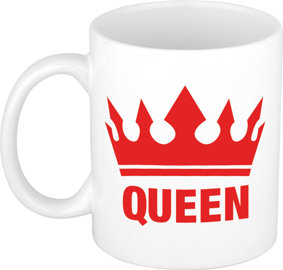 1x Cadeau Queen beker / mok - wit met rode bedrukking - 300 ml keramiek - witte bekers