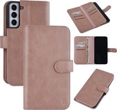UNIQ Accessoire Samsung Galaxy S22 Plus Leather Book Case case - Or Rose - Porte-cartes pour 9 cartes - Fermeture magnétique