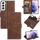 Samsung Galaxy S22 Plus (S22+) Hoesje - MobyDefend Luxe Wallet Book Case (Sluiting Zijkant) - Bruin - GSM Hoesje - Telefoonhoesje Geschikt Voor: Samsung Galaxy S22 Plus (S22+)