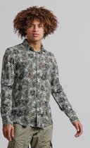 Haze & Finn Overhemd Printed Shirt Regular Fit Mc17 0100 22 Egret Palm Mannen Maat - M