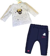 Disney Minnie Mouse Set - Shirt met lange mouw + Joggingbroek - Grijs/Navy - Maat 86 (24 maanden)