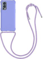 kwmobile telefoonhoesjegeschikt voor OnePlus Nord 2 5G - Hoesje van siliconen met telefoonkoord - In lavendel
