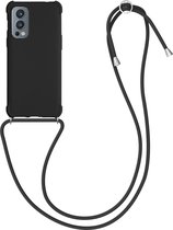 kwmobile telefoonhoesjegeschikt voor OnePlus Nord 2 5G - Hoesje van siliconen met telefoonkoord - In zwart