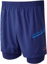 RonHill Stride Revive Twin Short Hardloopbroek Zwart-Blauw Heren