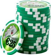 ABS Cashgame Poker Chips €25 groen (25 stuks)- pokerchips - pokerfiches - ABS chips - pokerspel - pokerset - poker set