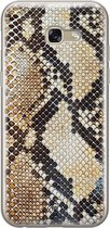 Samsung A5 2017 hoesje siliconen - Snake / Slangenprint bruin | Samsung Galaxy A5 2017 case | goudkleurig | TPU backcover transparant