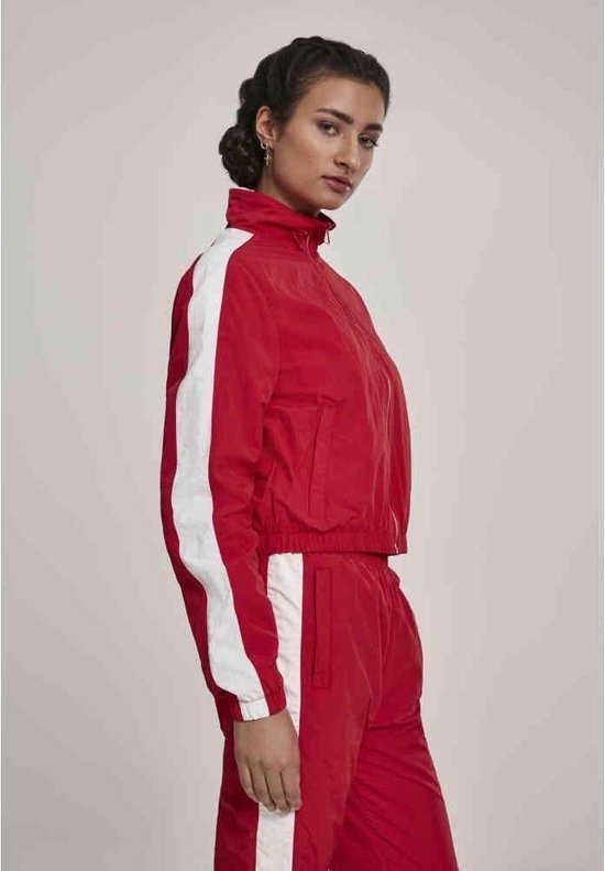 Veste Urban Classics -M- Short Rayé Crinkle Track Rouge / Blanc