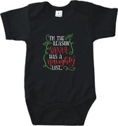 Go Mama® Baby Cadeau - Kerst cadeau - Rompertjes Baby met tekst - Kerstmis - I'm the reason Santa has a naughty list - Katoen - Zwart - Maat 50/56 - Korte mouw