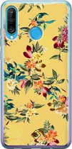 Huawei P30 Lite hoesje siliconen - Floral days | Huawei P30 Lite case | geel | TPU backcover transparant