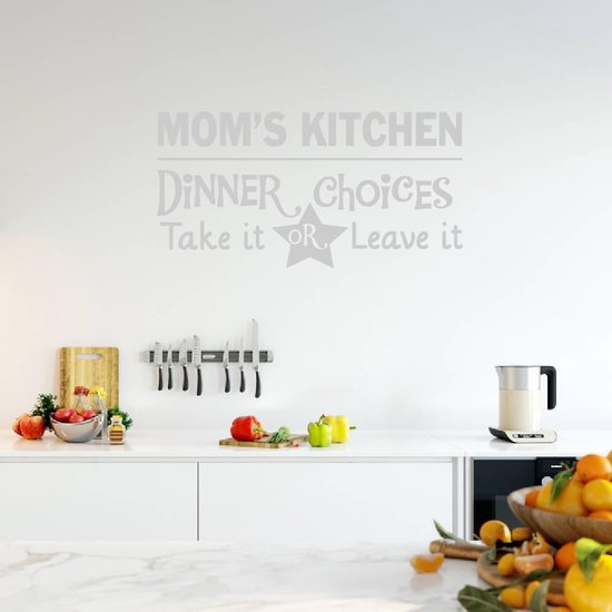 Muursticker Mom's Kitchen - Lichtgrijs - 60 x 31 cm - keuken engelse teksten