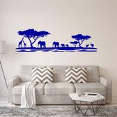 Muursticker Afrika Dieren -  Donkerblauw -  80 x 23 cm  -  woonkamer  slaapkamer  alle  dieren - Muursticker4Sale