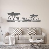 Muursticker Afrika Dieren - Donkergrijs - 120 x 34 cm - woonkamer slaapkamer dieren