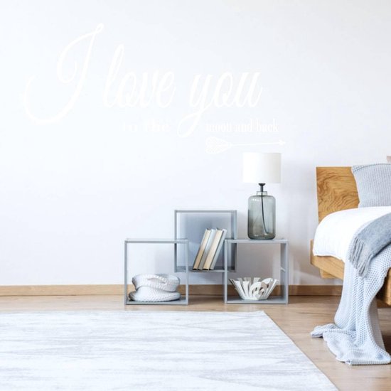 Muursticker I Love You To The Moon And Back - Wit - 80 x 40 cm - slaapkamer alle