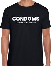 Condoms connecting people condooms fun tekst t-shirt zwart voor heren M
