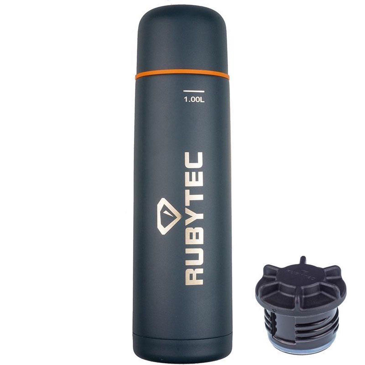 RUBYTEC Shira Vacuum Thermosfles - 1 L - Donkergrijs | bol.com