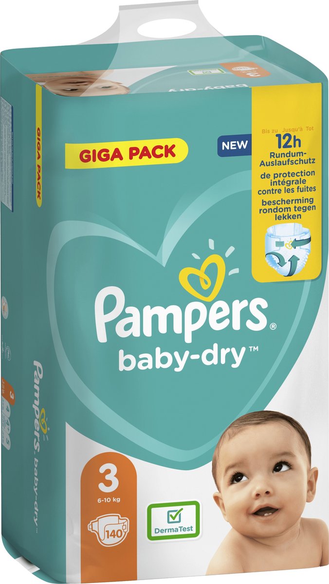 saai Perforatie onwetendheid Pampers Baby-Dry - Maat 3 (6-10kg) - 140 Luiers - Giga Pack | bol.com