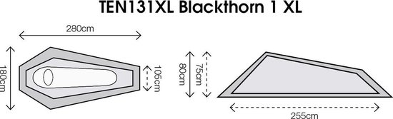Highlander Blackthorn 1 Xl Lichtgewicht Tent - Zwart - 1 Persoons - Highlander Outdoor