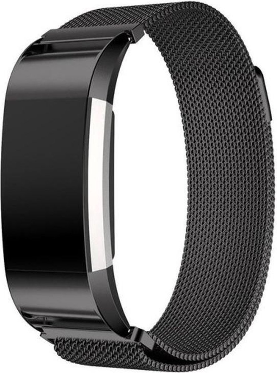 Milanees bandje Zwart - geschikt voor Fitbit Charge 2