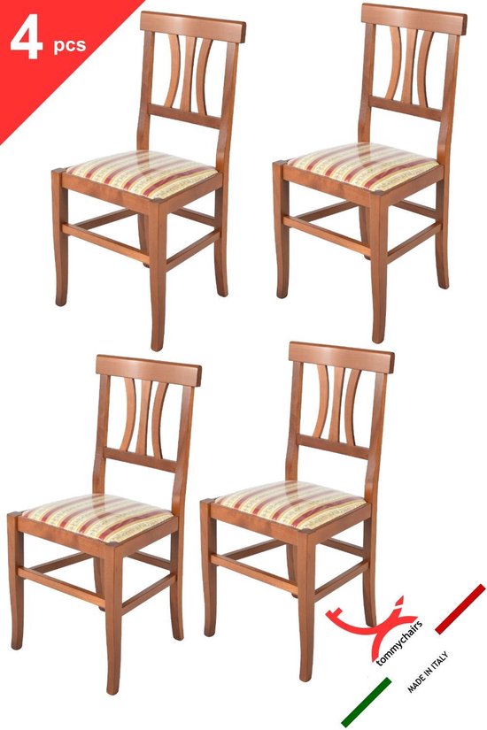 Foto: Tommychairs artemisia eetkamerstoelen set van 4 licht walnoot stof hout