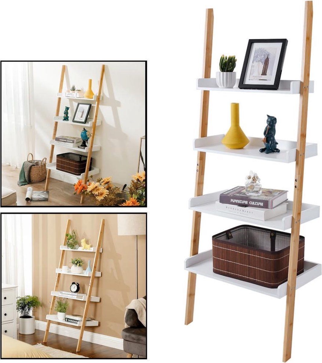 George Eliot Proficiat Goodwill Decopatent® Ladderrek bamboe hout - Houten decoratie ladder - Open  ladderkast - Ladder... | bol.com
