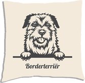 Sierkussen - Borderterriër - Wit - 45 Cm X 45 Cm