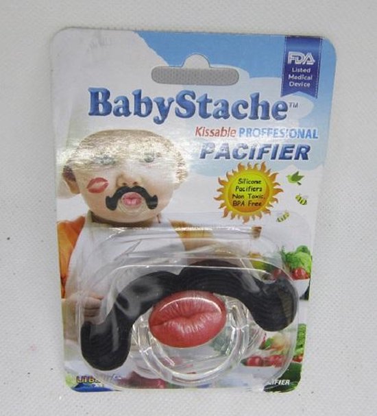 Sucette bébé avec lèvres et moustache, silicone, sans BPA! 4 x 7 cm |  bol.com