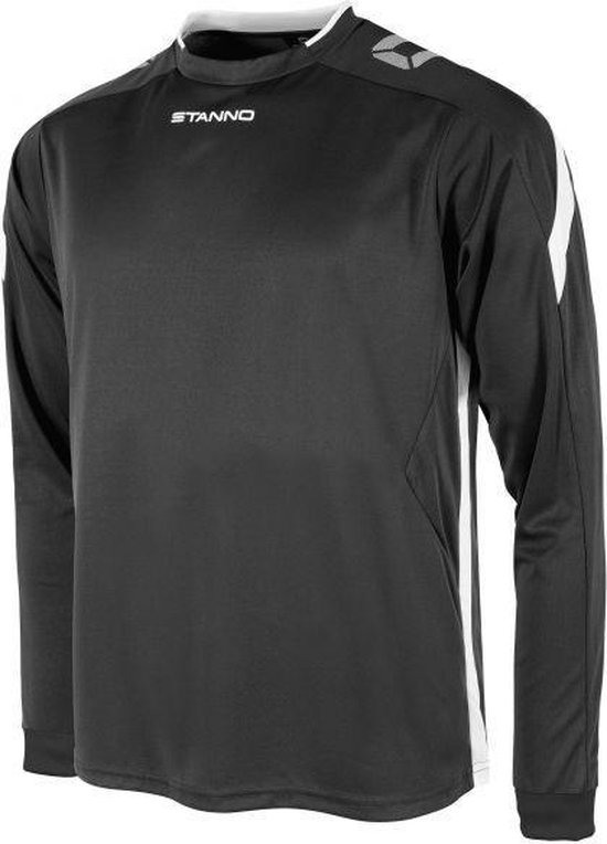 Zwart Stanno shirt met lange mouwen, witte accenten en logo op de borst.