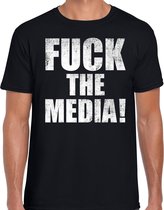 Fuck the media protest t-shirt zwart voor heren - staken / protesteren / statement / demonstratie shirt M