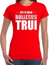 Dit is mijn bolletjes trui fun tekst t-shirt rood voor dames S