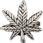 Zac's Alter Ego Ring Cannabis/Marijuana Leaf verstelbaar Zilverkleurig