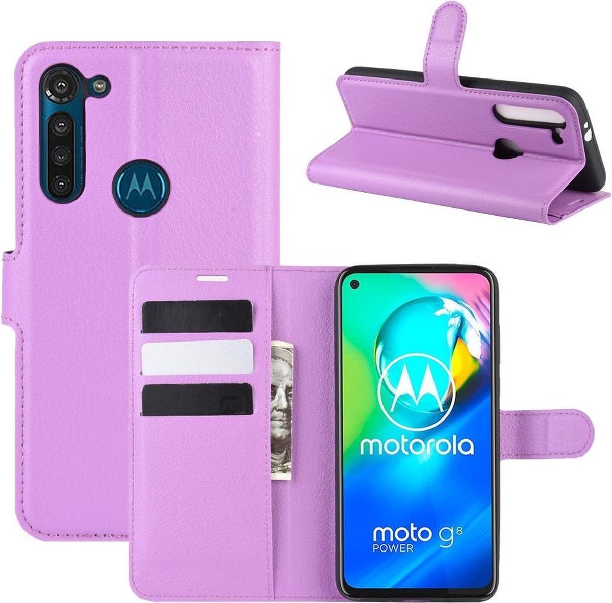 Book Case - Motorola Moto G8 Power Hoesje - Paars