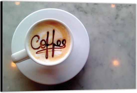 Dibond -Koffiekop met tekst: ''Coffee''- Foto op Aluminium (Wanddecoratie van metaal)