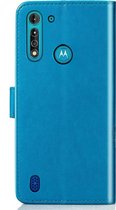 Mobigear Telefoonhoesje geschikt voor Motorola Moto G8 Power Lite Hoesje | Mobigear Clover Bookcase Portemonnee | Pasjeshouder voor 3 Pasjes | Telefoonhoesje voor Pinpas / OV Kaart / Rijbewijs - Blauw