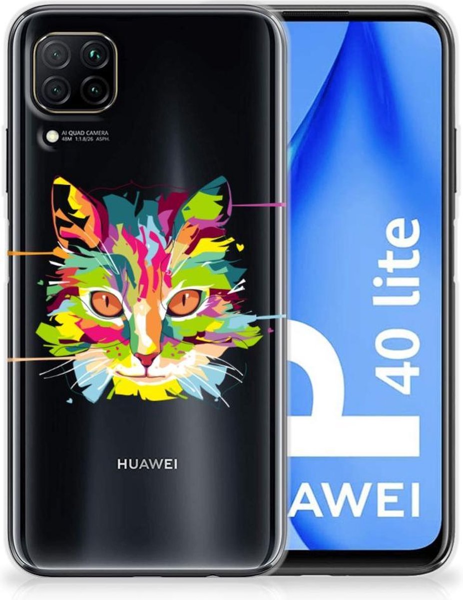 Huawei P40 Lite Telefoonhoesje met Naam Cat Color