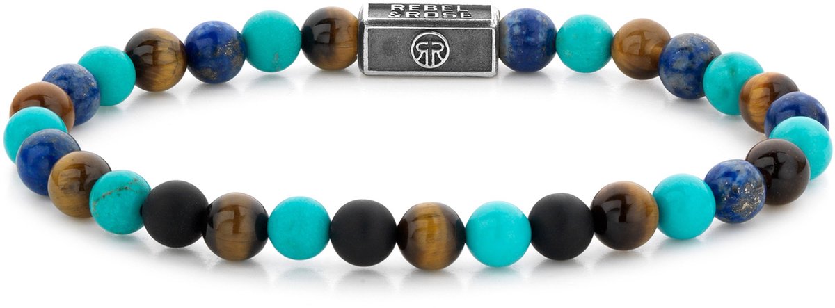 Rebel & Rose Silverbead Mix Turquoise 925 - 6mm RR-6S006-S-16,5 cm