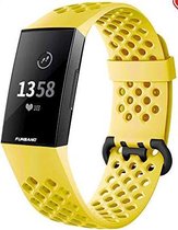 geschikt voor Fitbit geschikt voor Fitbit Charge 4 siliconen bandje met gaatjes - geel - Maat L