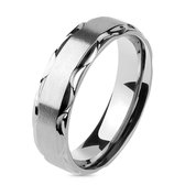 Ringen Mannen - Ring Mannen - Zilverkleurig - Heren Ring - Ring - Tijdloos en Van Titanium met Unieke Rand - Tribal