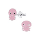 Joy|S - Zilveren octopus oorbellen roze