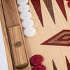 Afbeelding van het spelletje Backgammon Rood accenten - Eik en Walnoot - Prachtig 48x30cm -48x60cm kist  Top Kwaliteit