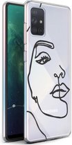 iMoshion Design voor de Samsung Galaxy A71 hoesje - Abstract Gezicht - Zwart