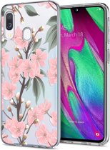 iMoshion Hoesje Geschikt voor Samsung Galaxy A20e Hoesje Siliconen - iMoshion Design hoesje - Roze / Transparant / Cherry Blossom