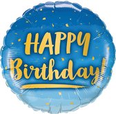Qualatex - Folieballon Happy Birthday Blauw 45cm