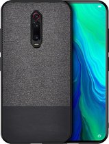 Shockproof Splicing PU + stoffen beschermhoes voor Xiaomi Redmi K20 Pro (zwart)