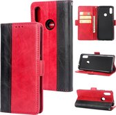 Voor Galaxy M30 Retro Texture Contrast Kleur Splicing Horizontaal Flip TPU + PU lederen tas met kaartsleuven & houder & portemonnee (rood)